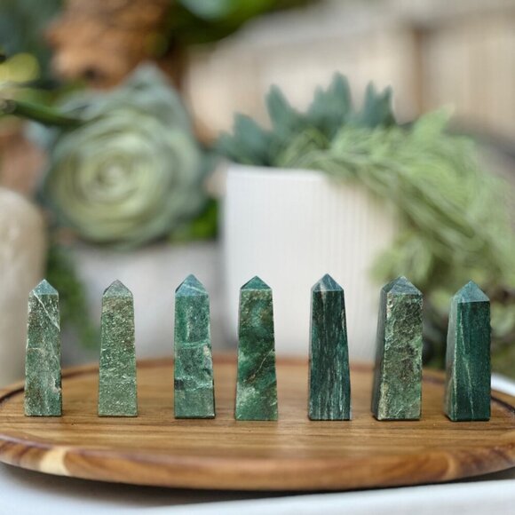 Nephrite Jade Small Obelisks Green Luck Crystal Point Tower Polished Gemstone - Picture 11 of 16